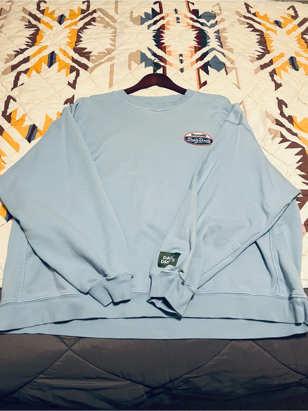 EUC Daily Drills Driscoll’s Light Blue Crewneck Sweatshirt with Logo Patch